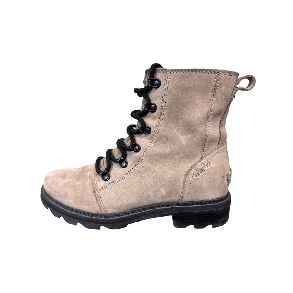 Sorel Lennox Lace Waterproof Tan Leather‎ Booties Combat Size 8 Gorpcore Hiking